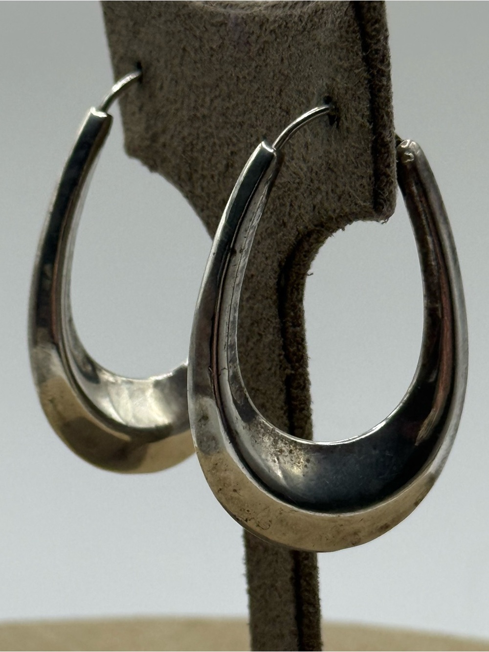 Sterling Silver Hoop Drop Earrings - Silver - Picture 5 of 8